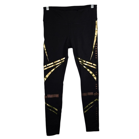 ALO Women's Yoga Airbrush Chakra Leggings In Black, Gold, & Copper Size M - Picture 2 of 13